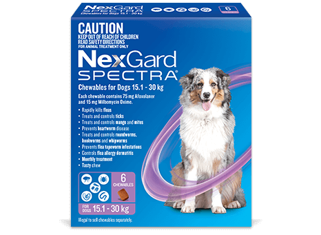 NexGard Spectra for Dogs 15.1-30kg; 3 pack Purple