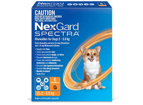 NexGard Spectra for Dogs 2-3.5kg; 3 pack Orange