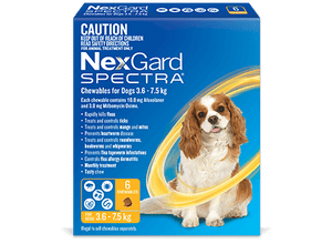 NexGard Spectra Chewables For Dogs Yellow 3.6 -7.5kg; Single Chew