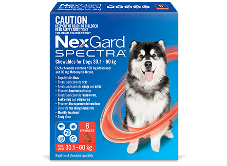 NexGard Spectra Chewables For Dogs Red 30.1-60kg; Single Chew