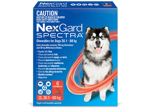 NexGard Spectra Chewables For Dogs Red 30.1-60kg; Single Chew