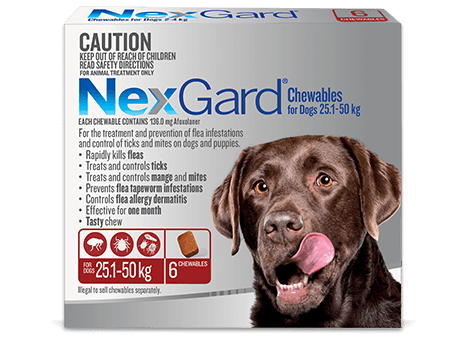 NexGard For Dogs Red Large 25.1-50kg; Single Chew